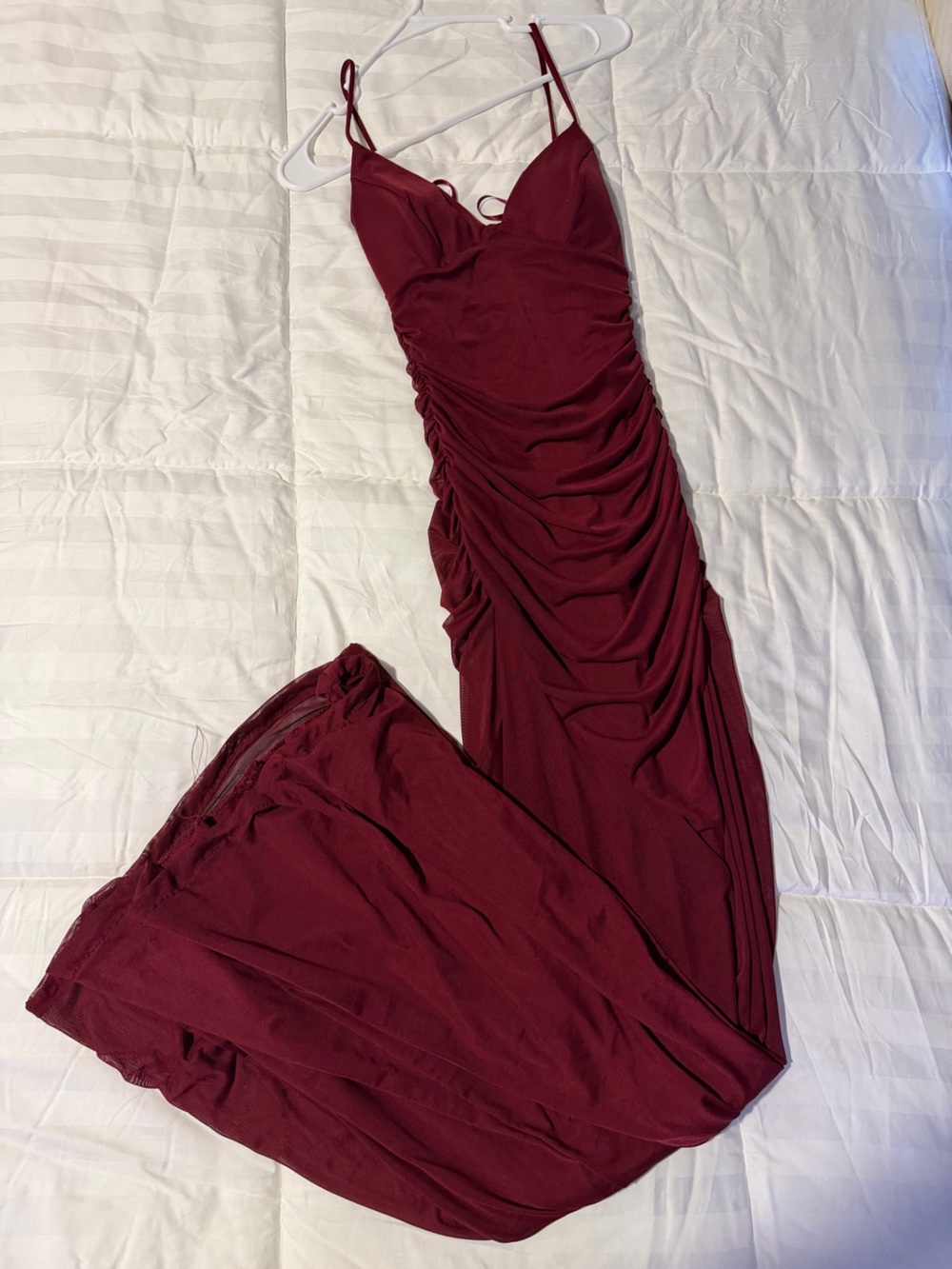 Windsor Ruched Long Dress in Dark Burgundy